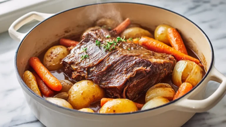 Fork-tender arm roast proving it's not tough when cooked properly