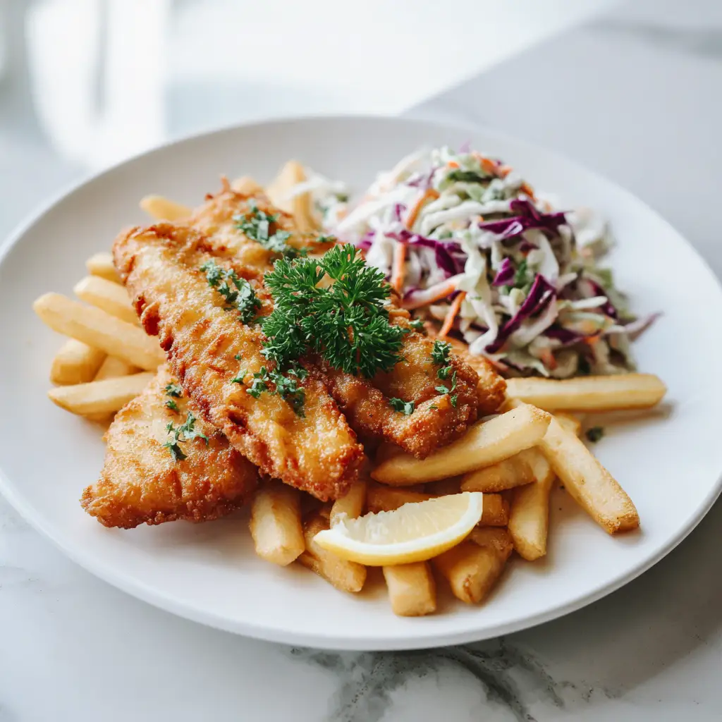 fried fish recipe served with classic side dishes
