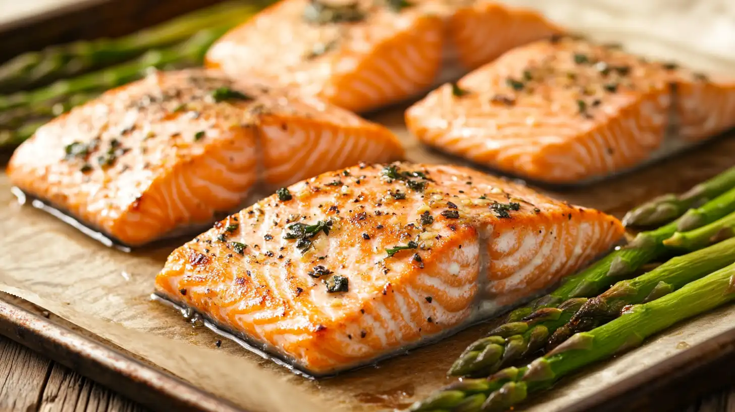 Garlic Butter Baked Salmon with Asparagus