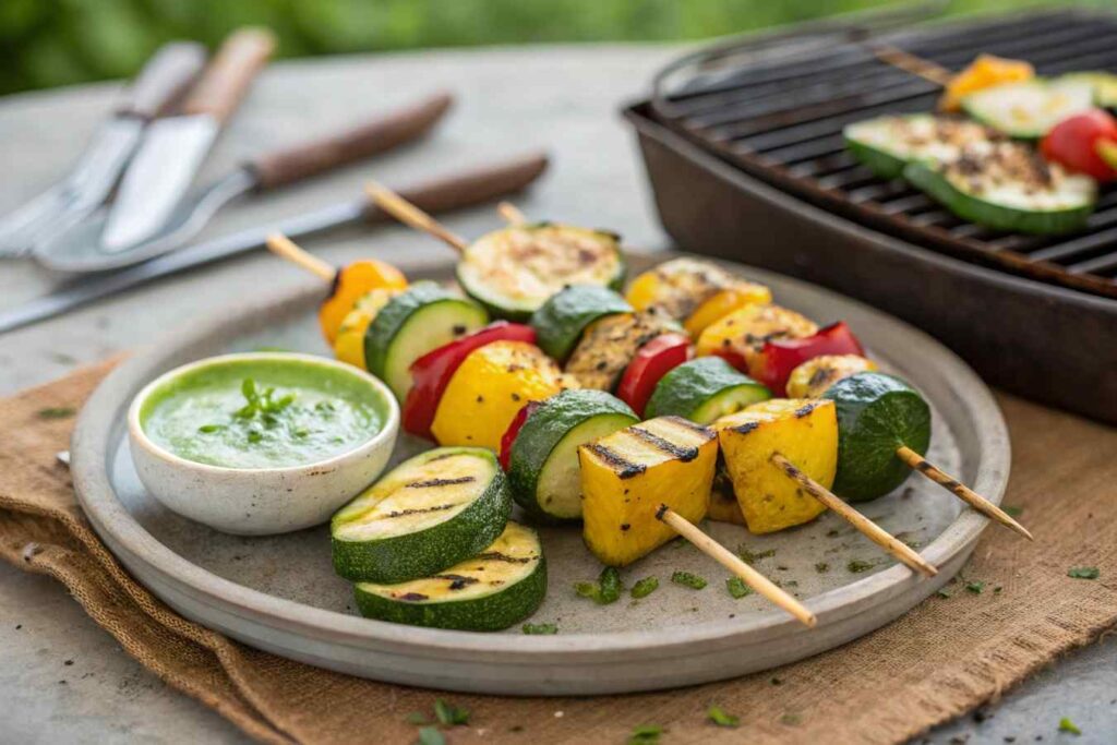 Grilled zucchini and yellow squash skewers with a side of herb dip.Most Popular Squash Recipes