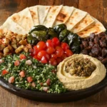 A traditional Lebanese mezze platter featuring hummus, baba ghanoush, tabbouleh, and pita bread.Lebanese Lunch Recipes