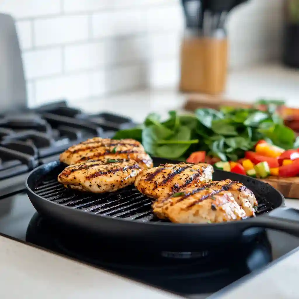 Grilling Chicken and Preparing Spinach Salad