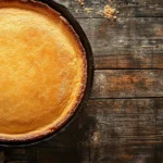 Freshly baked cornbread in a black cast-iron skillet with a golden crust.