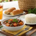 Hawaiian Beef Stew Served With Classic Hawaiian Sides