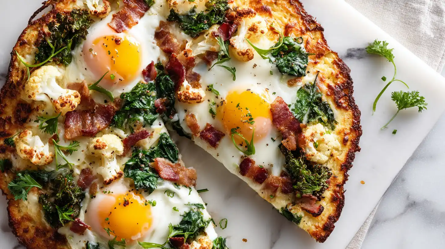 Cauliflower Breakfast Pizza (Low-Carb, Crispy & Protein-Packed)