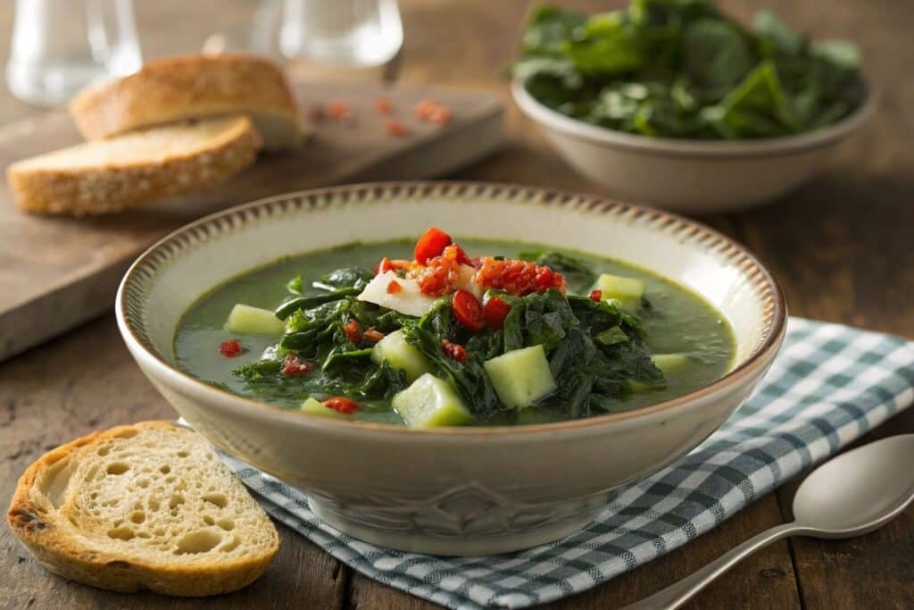 Hearty Turnip Green Soup With Fresh Ingredients