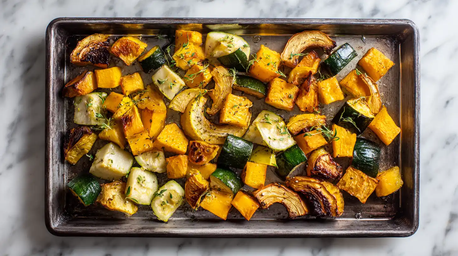 Most popular squash recipes showing different roasted varieties from an overhead view