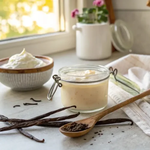 Homemade vanilla bean paste recipe in a cozy kitchen