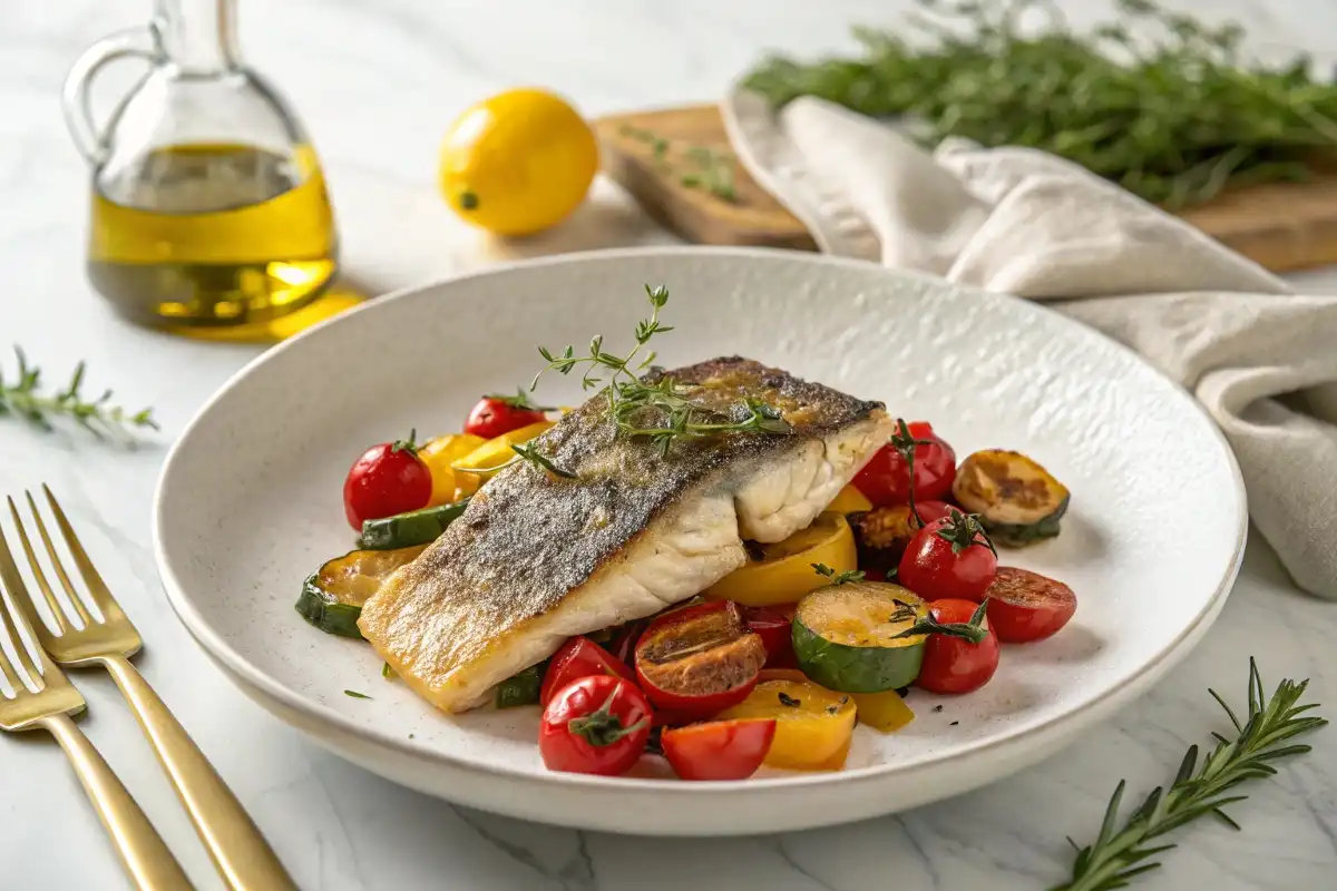 Healthy California Corbina Recipe with Roasted Vegetables