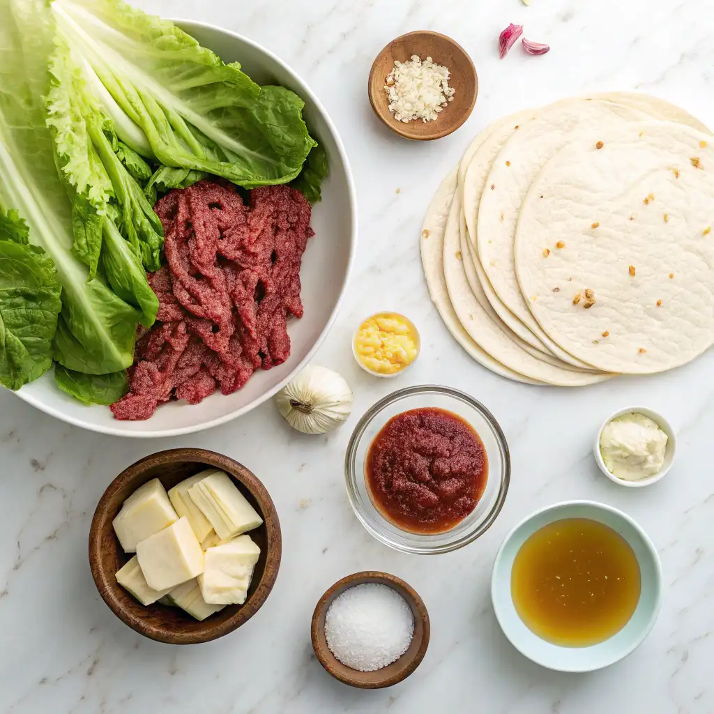 Ingredients for Garlic Butter Honey BBQ Beef Tacos