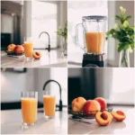 Frozen peach lemonade slush recipe step-by-step collage