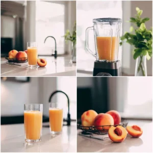 Frozen peach lemonade slush recipe step-by-step collage