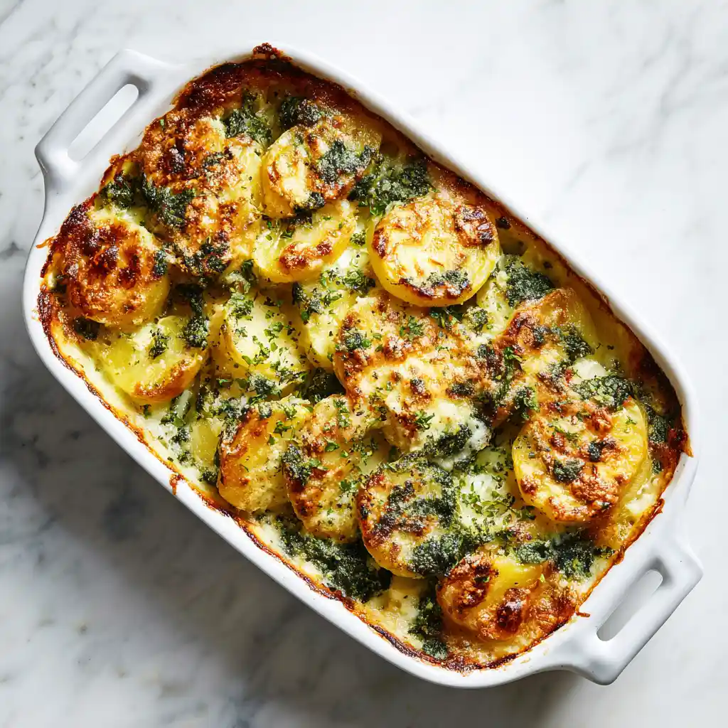 Sorrel Potato Gratin creamy sorrel recipe potato gratin baked to perfection