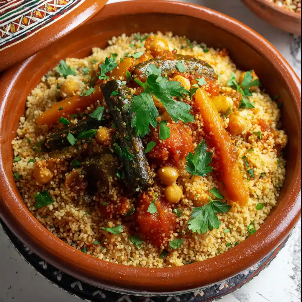 authentic_Moroccan_cousc Moroccan Couscous with vegetables and aromatic spices