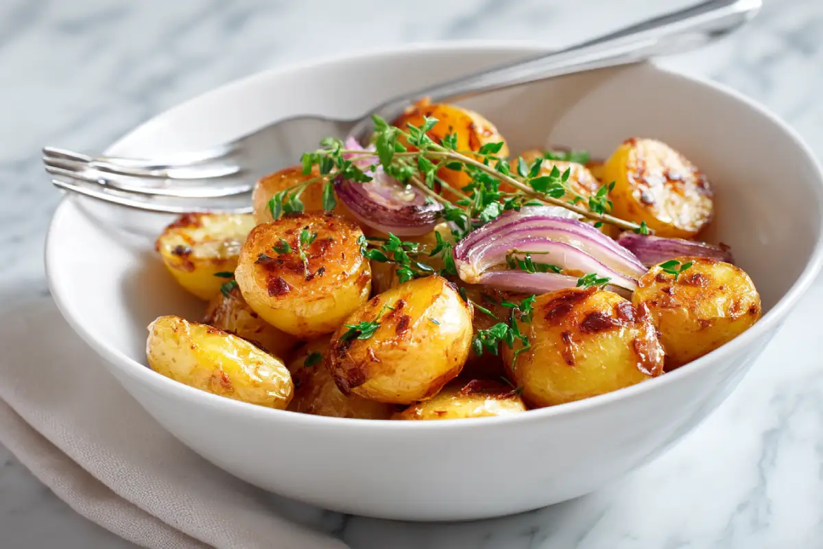 Golden crispy roasted potatoes seasoned with Lipton Onion Soup Mix