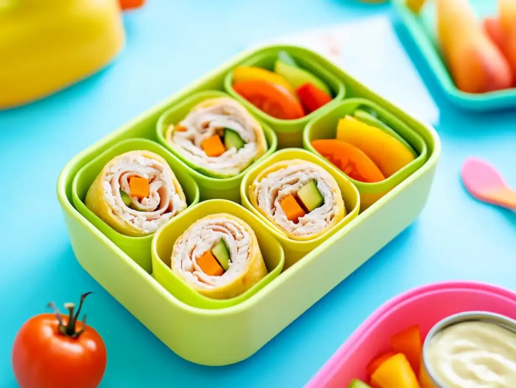 Kid lunchbox gluten-free snacks fruit skewers turkey hummus