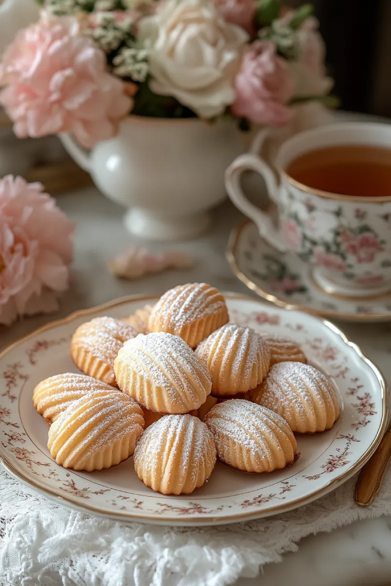 serving madeleine cookies recipe using cream with tea