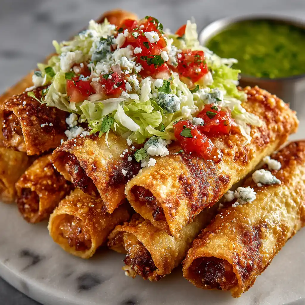 Traditional Mexican tacos dorados golden rolled and fried crispy