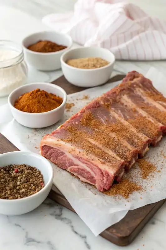 Seasoning Beef Back Ribs with Dry Rub and Spices