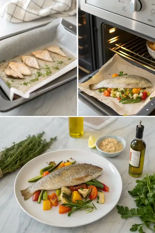 Step-by-step California Corbina recipe process from preparation to cooking to plating