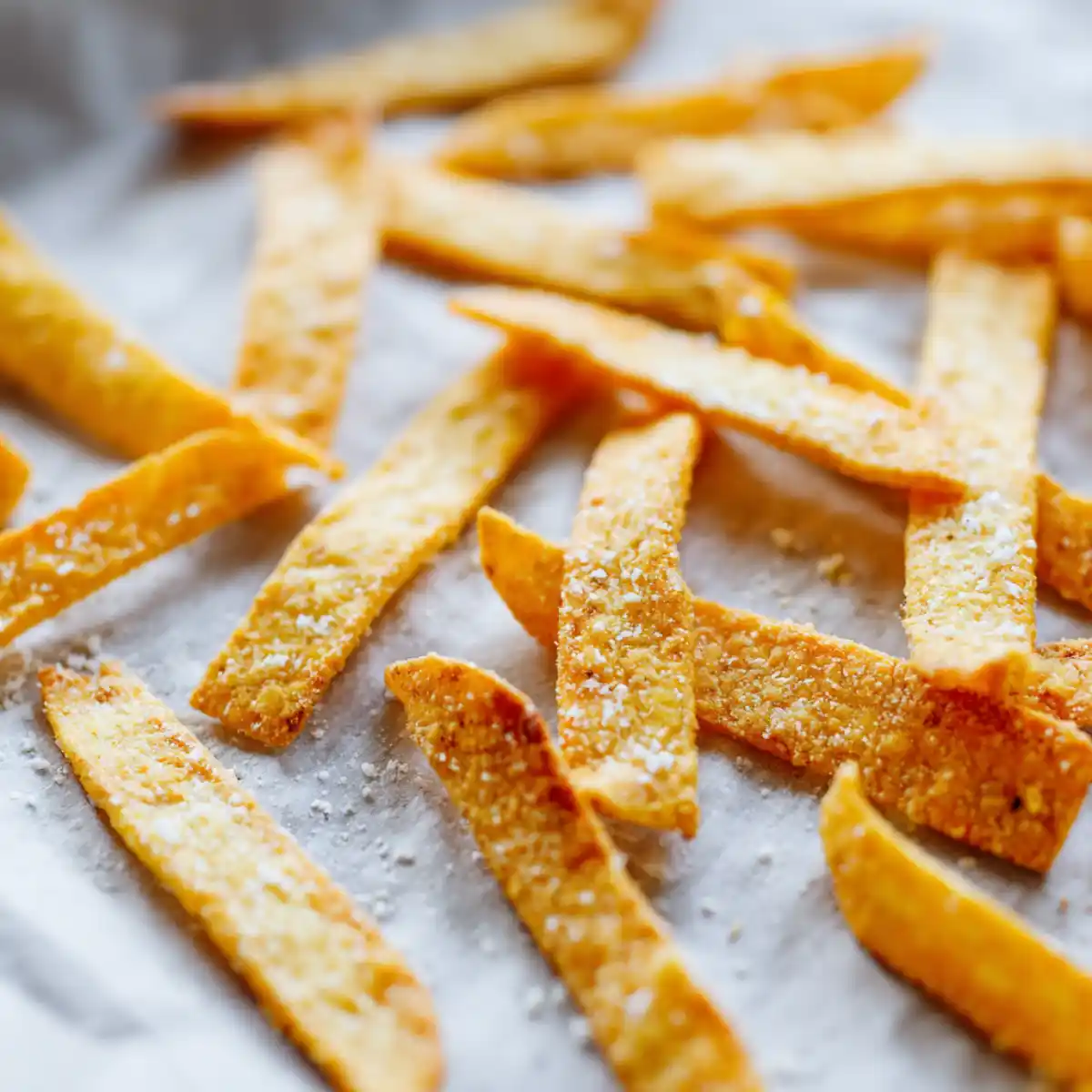 Baked tortilla strips for Chicken Tortilla Soup