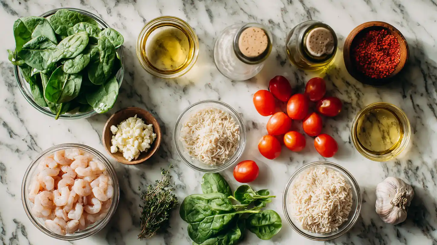 Essential pantry ingredients for fast 15-minute dinners including garlic, soy sauce, and fresh vegetables