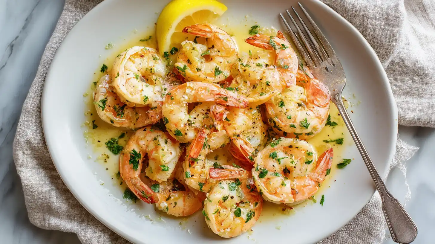 Easy shrimp recipes collection featuring garlic butter shrimp, pasta, and tacos