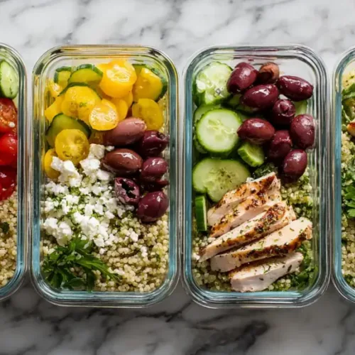 Meal prep lunch ideas with Mediterranean bowls ready for the week